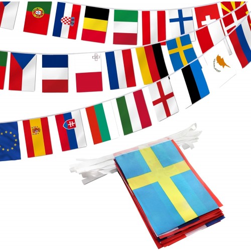 Flags of EU member states bunting garland, 28 flags on the garland