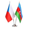 Chrome desk flag stand with two flags 15/21 cm.