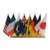 Wood desk flag stand with eight flags 15/21 cm.