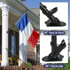 Black stainless steel wall flag holder with two positions