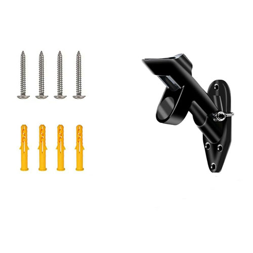 Black stainless steel wall flag holder with two positions