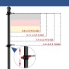 Black sectional metal flag stick up to 180 cm with decorative top and anti-twisting mechanism of the flag