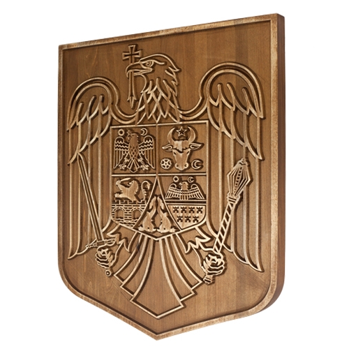 Coat of arms of Romania, wood carving