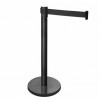 Black queuing barrier post with black tape