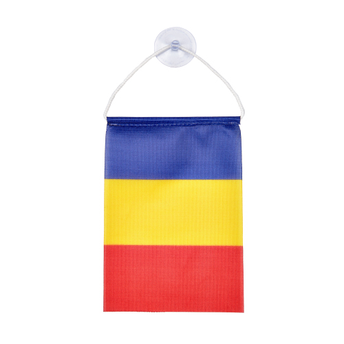 Vertical flag of Romania 10/14 cm. with rope and vacuum