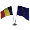 Chrome desk flag stand with two flags 15/21 cm.