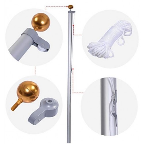 Budget aluminium flagpole with decorative ball top