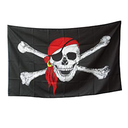 The Jolly Roger Pirate Flag with Red Scarf