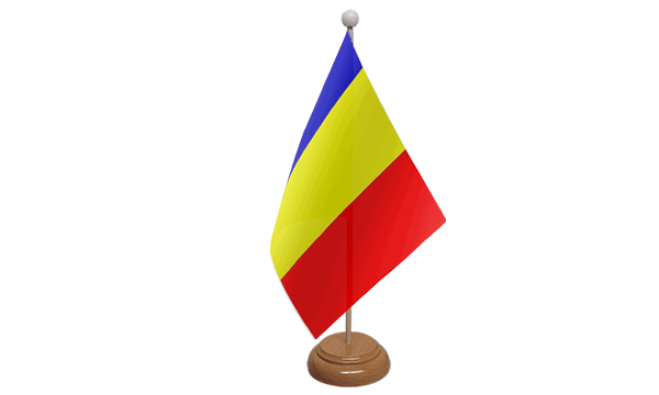 Wood desk flag stand with flag 15/21 cm.